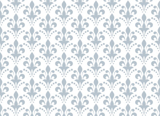 Flower geometric pattern. Seamless vector background. White and gray ornament. Ornament for fabric, wallpaper, packaging. Decorative print