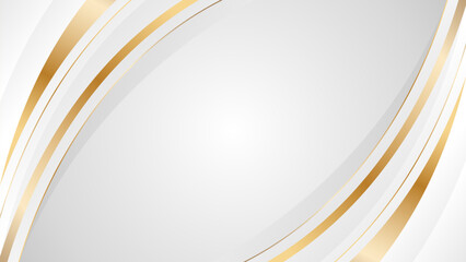 Elegant white-gray luxury curve background with gold lines. Abstract modern wallpaper. Suitable for templates, banners, covers, sales, events, awards, websites, pages and more