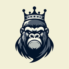 gorilla king head vector illustration 
