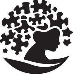 Best original autism care logo and designs black silhouette concept vector illustration.