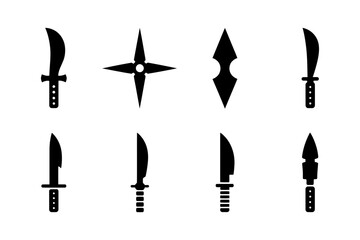 Collection of various black weapon and blade icons