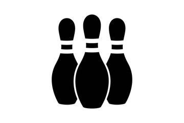 A simple image of three bowling pins in black color