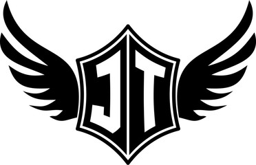 JT Logo emblem with winged and shield template