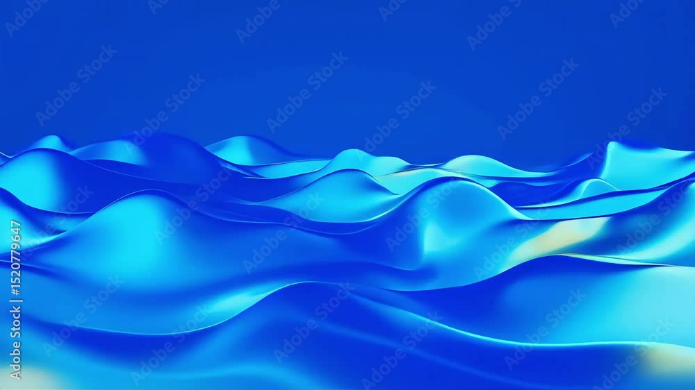Poster abstract blue waves: dynamic 3d liquid animation