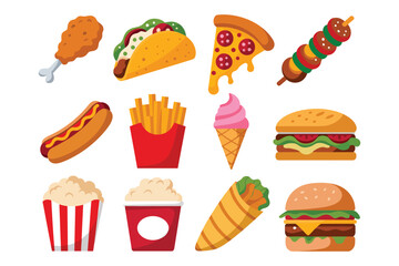 Delicious Fast Food Icons Burgers, Pizza, Fries, and More!