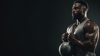 Fototapeta premium Ultimate Strongman Kettlebell Workout: Maximize Muscle Gainz and Focused Fitness