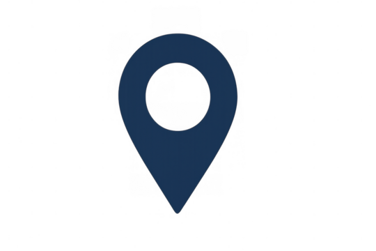 Location pin icon marking specific place, ideal for indicating destinations on maps and transparent background