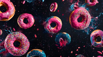 Donuts Seamless Pattern Sweet Yummy Bakery
