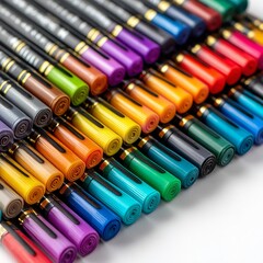 Colorful marker pens set art supplies for drawing sketching illustrating and coloring perfect for artists