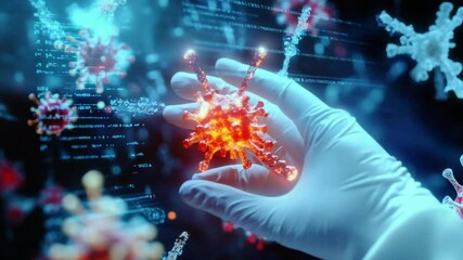 Examining microscopic virus with scientific precision for global healthcare breakthrough - Powered by Adobe