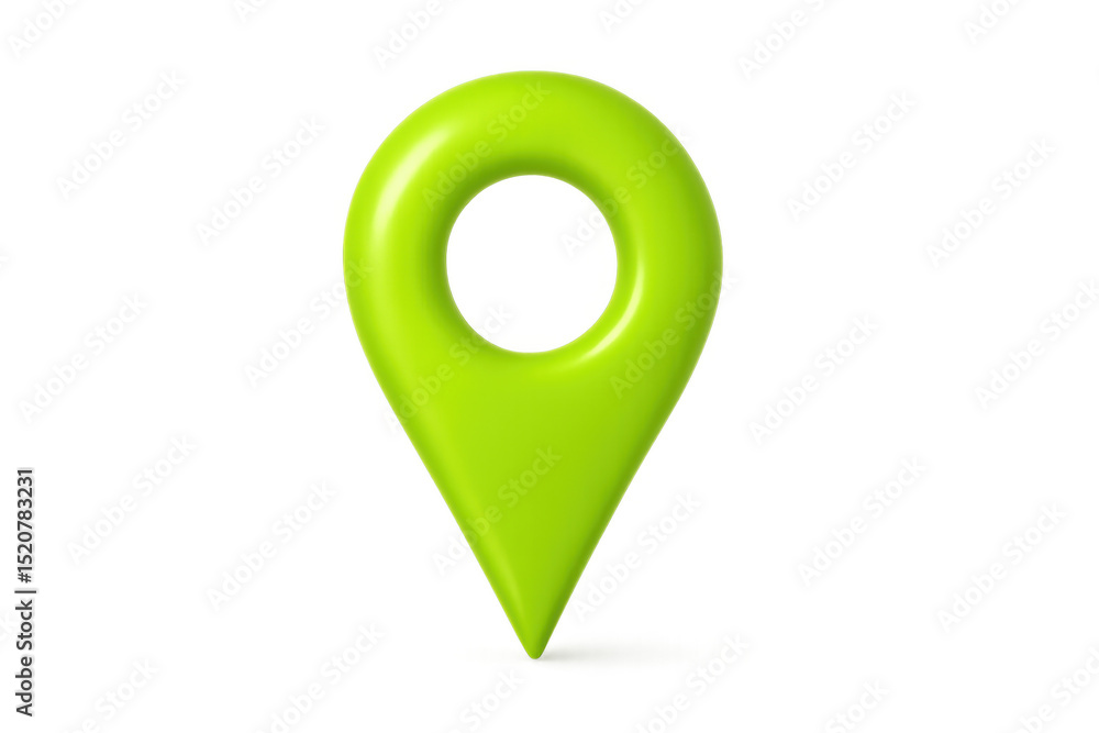 Fototapete green location pin 3d rendered against transparent backdrop, marking precise geographical coordinate
