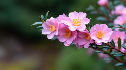 Delicate Pink Flowers With Sparkling Drops