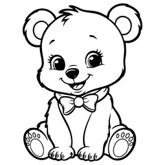 Sweet Baby Bear with Big Bow Tie Sitting and Smiling