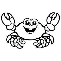 Cute Smiling Cartoon Crab with Big Eyes and Claws