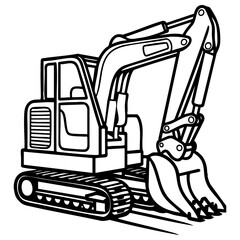 Detailed Construction Excavator Digger Coloring Page Design