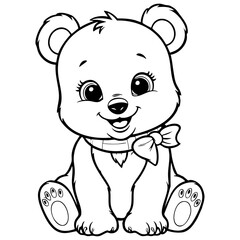 Cute Baby Bear Sitting with Bow Tie