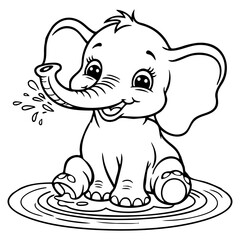 Cute Baby Elephant Splashing in Water