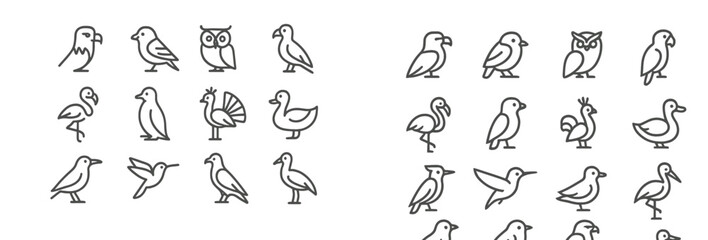Diverse collection of bird illustrations showcasing various species and styles suitable for educational and artistic use