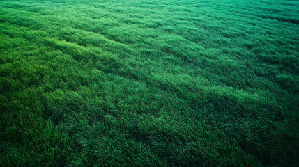 Low saturation green tone, wind blowing through the grass, blue moment, quiet and lonely picture, healing, film feeling, coarse grain texture, magazine cover, award-winning photography, film texture
