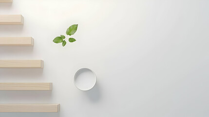 Minimalist Arrangement With Wooden Blocks And White Bowl