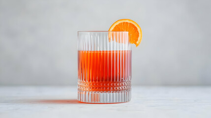 Elegant Reddish-Orange Cocktail In Glass With Orange Slice
