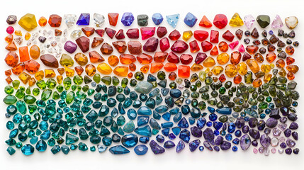 Colorful Gemstones Display On White Background