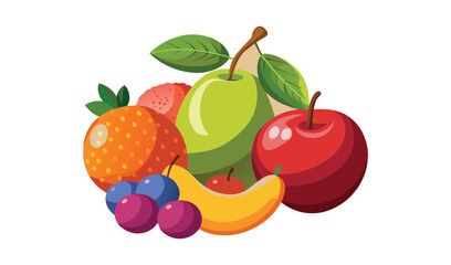 Naklejka premium Assorted fresh fruits illustration graphic