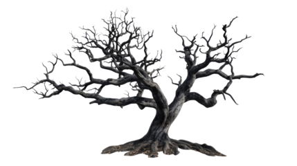 Old dead sooky tree on white background