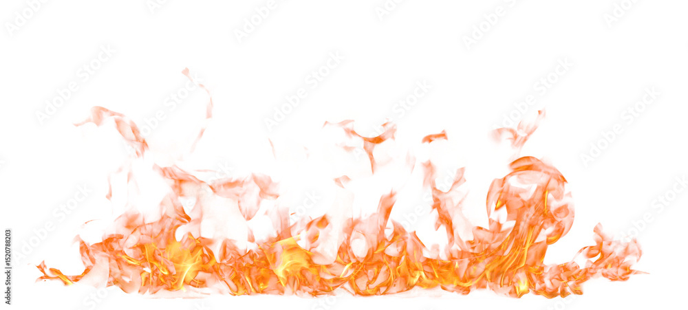 Poster Fire flame on transparent background isolated png..
