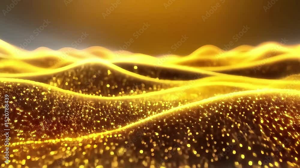 Poster Golden Particle Waves: Abstract Animated Background