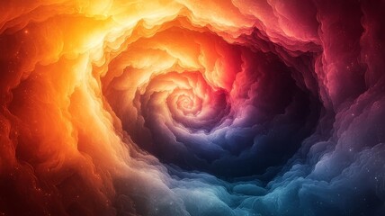 Vibrant Cosmic Swirl: A mesmerizing spiral of colorful clouds in deep space, evoking wonder and exploration, perfect for sci-fi or inspirational themes.