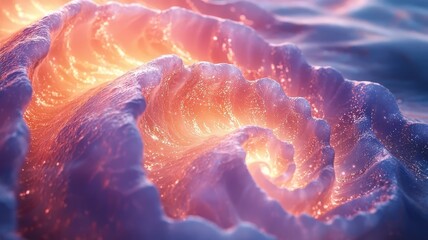 Mesmerizing spiral of glowing waves, capturing the essence of tranquility and beauty in a vibrant, ethereal ocean scene.