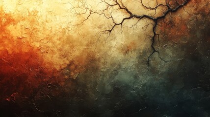 Abstract textured background with warm and cool tones, featuring intricate cracks, perfect for artistic projects and modern design themes.