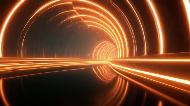 Glowing Orange Tech Tunnel Motion Loop