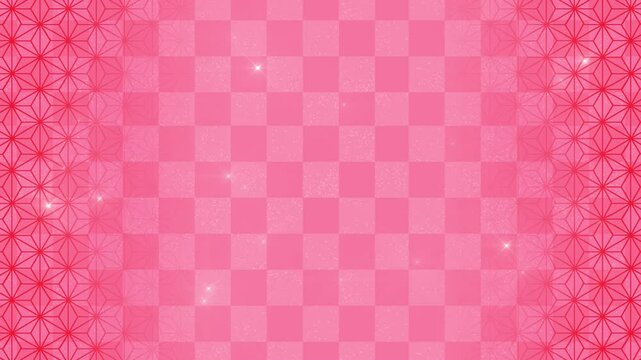 和柄　ループ動画　市松模様　麻の葉　文様　キラキラ　光る　豪華　和風　シンプル　和モダン　年賀　お歳暮　正月　初売り　成人式　七五三　節句　Japanese pattern.Loop video.
