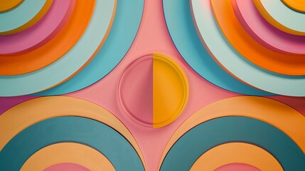 Obraz premium Colorful concentric circles in retro pop-art composition