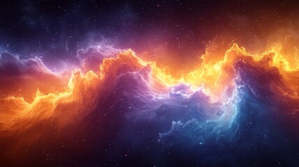 Vibrant Cosmic Clouds: A Stunning Display of Fiery Orange and Cool Blue Nebulae Illuminating the Depths of Space.