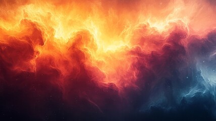 Vibrant cosmic clouds in fiery hues of orange and blue, evoking a sense of wonder and exploration, perfect for sci-fi and fantasy themes.