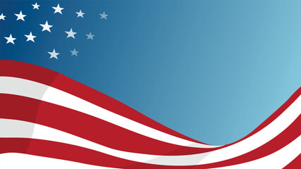 Wavy American Flag on Bright Sky for Patriotic Design