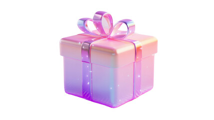 Pink and purple color gift box with ribbon on white background