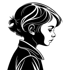 Simple baby head silhouette on white background. Baby head icon flat vector illustration