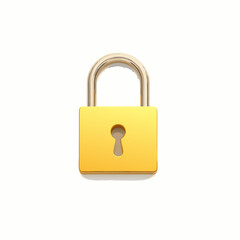 golden padlock isolated on white background