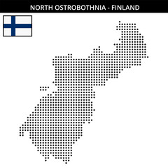 Obraz premium Medium dots map of north-ostrobothnia in Finland