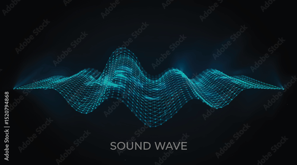 Poster an abstract blue wave background with flowing lines and a digital, futuristic design