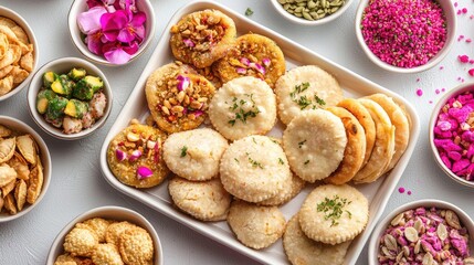 Colorful Assortment of Traditional Indian Sweets and Snacks Displayed