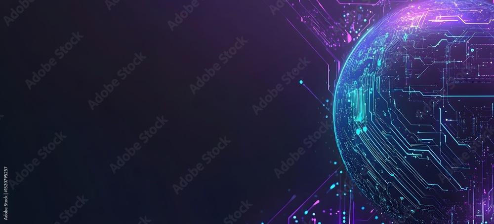 Aufkleber abstract digital technology background with a blue and purple color scheme, featuring glowing lines 