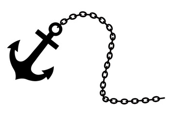 silhouette of an anchor and chain. pirate vector illustration with transparent background © mamat