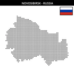 Medium dots map of Novosibirsk in Russia