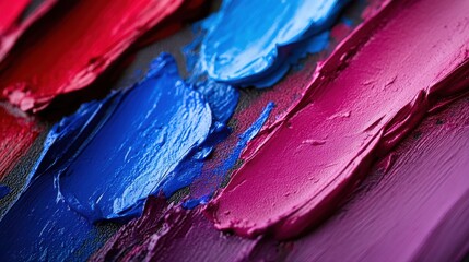 Vibrant Red Blue Purple Paint Strokes Abstract Art Closeup