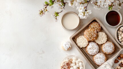 Beautiful Arrangement of Cookies and Floral Elements for Spring Mood